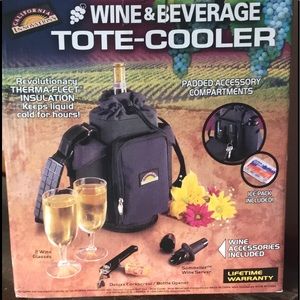Wine Beverage backpack tote cooler corkscrew opener pourer stopper insulated